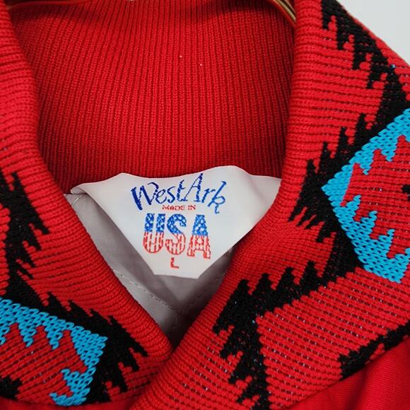 Vintage Men's United Structures of America Bomber Jacket Red Size L - Picture 3 of 7